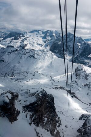 View from Sass Pordoi in the Upper Part of Val di Fassa