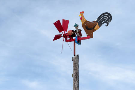 Weathervane at the Restaurant Malga Rinderplatz on the Villandro-Alto Adige italyの写真素材
