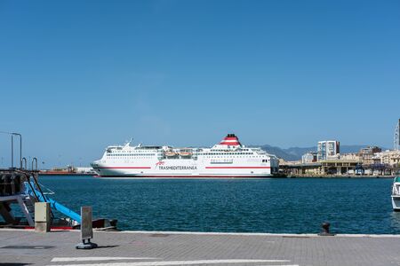 View of a Cruise Ship Docked in Malaga Harbourのeditorial素材