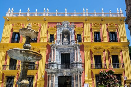 Baroque Bishop's Palace designed by Antonio Ramos in the 18th Century in the Plaza de Obispo Malagaのeditorial素材