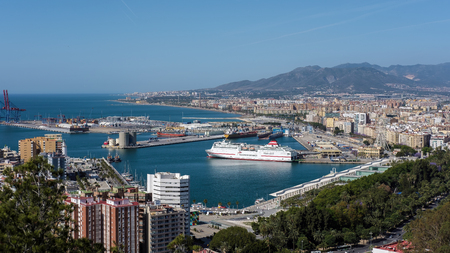 View of the Harbour Area of Malagaのeditorial素材