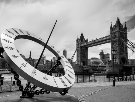 Sun Dial near Tower Bridge in Londonの写真素材