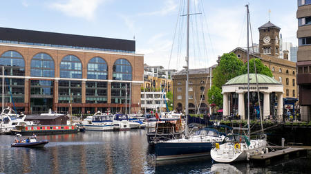 Assortment of Boats in St Katherine's Dock Londonのeditorial素材