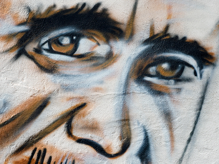 Close-up of a Face Painted on the Wall of Southwold Pierのeditorial素材