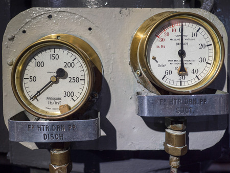 Pressure Dials on HMS Belfastのeditorial素材
