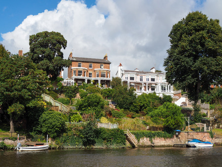 Houses along the River Dee at Chesterのeditorial素材