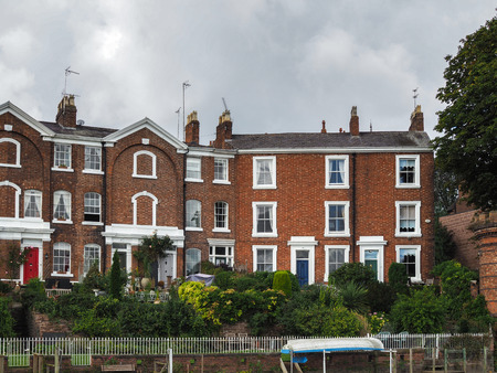 Houses along the River Dee at Chesterの写真素材