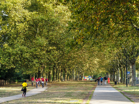People Exercising in the Parc aux Angeliques in Bordeauxのeditorial素材