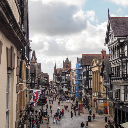 People Shopping in Chester City Centreのeditorial素材