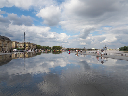 Miroir d'Eau at Place de la Bourse in Bordeauxのeditorial素材