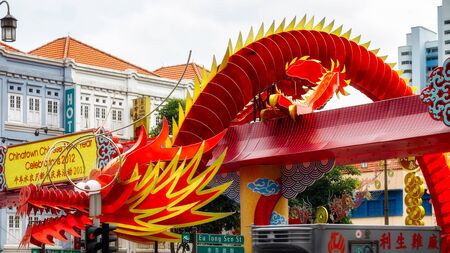 Chinese Model Dragon to Celebrate the New Year in Singaporeのeditorial素材