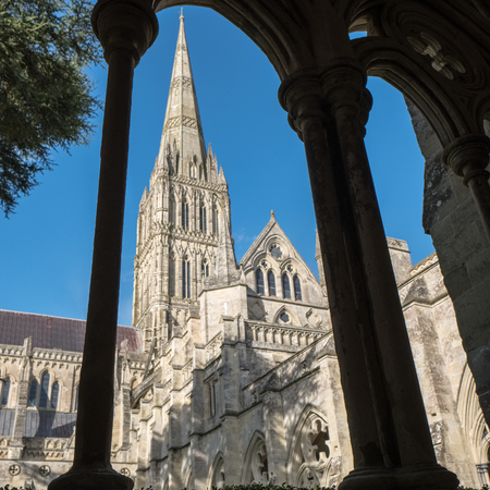 Exterior View of Salisbury Cathedralの写真素材