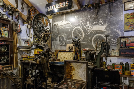 Old Shop in the Motor Museum at Bourton-on-the-Waterのeditorial素材