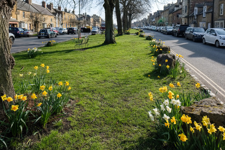 Sunny Spring Day in Moreton-in-Marshの写真素材