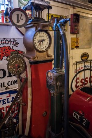 Old Petrol Pump in the Motor Museum at Bourton-on-the-Waterのeditorial素材