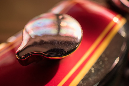 Petrol Cap Royal Enfield Motorcycle in the Motor Museum at Bourton-on-the-Waterのeditorial素材