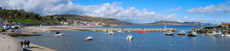 Boats in the Harbour at Lyme Regisの写真素材