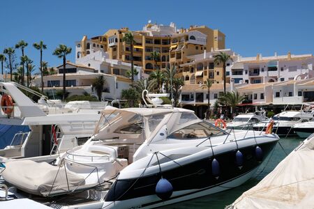 CABO PINO, ANDALUCIA/SPAIN - JULY 2 : Boats in the Marina at Cabo Pino  AndalucÃ­a Spain on July 2, 2017. Unidentified people.のeditorial素材
