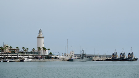 MALAGA, ANDALUCIA/SPAIN - JULY 5 : Lighthouse in the Harbour Area of Malaga Costa del Sol Spain on July 5, 2017のeditorial素材