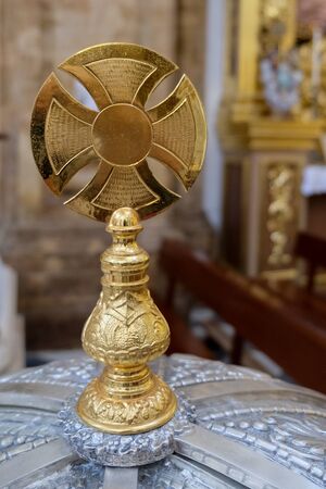 MARBELLA, ANDALUCIA/SPAIN - JULY 6 : Gold Cross in the Church of the Encarnacion in Marbella Spain on July 6, 2017のeditorial素材