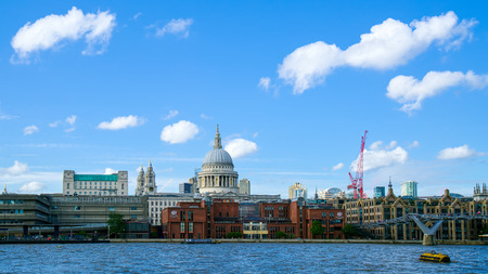 LONDON - JULY 27 : Buildings on the North Bank of the River Thames in London on July 27, 2017のeditorial素材