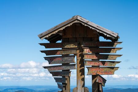 Distance Sign on  ZwÃ¶lferhorn Mountainの写真素材
