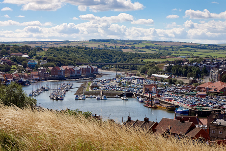 WHITBY, NORTH YORKSHIRE/UK - AUGUST 22 : View of Whitby North Yorkshire on August 22, 2010. Unidentified peopleのeditorial素材