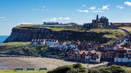 WHITBY, NORTH YORKSHIRE/UK - AUGUST 22 : View of Whitby North Yorkshire on August 22, 2010. Unidentified peopleのeditorial素材