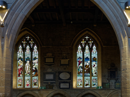 NEWCASTLE UPON TYNE, TYNE AND WEAR/UK - JANUARY 20 : Stained Glass Window in the Cathedral in Newcastle upon Tyne, Tyne and Wear on January 20, 2018のeditorial素材