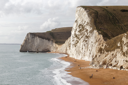 PORTLAND BILL, DORSET/UK - FEBRUARY 16  : View of the Jurassic Coatline on the Isle of Portland in Dorset UK on February 16, 2018. Unidentified peopleのeditorial素材