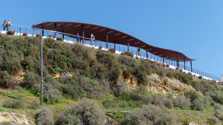 ALBUFEIRA, SOUTHERN ALGARVE/PORTUGAL - MARCH 10 : View of a Sun Shade at Albufeira in Portugal on March 10, 2018. Unidentified peopleのeditorial素材