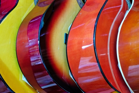 Guitars for sale in the Grand Bazaar in Istanbul Turkeyの写真素材