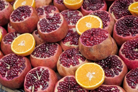 Pomegranates for sale in the Grand Bazaar in Istanbul Turkeyの写真素材