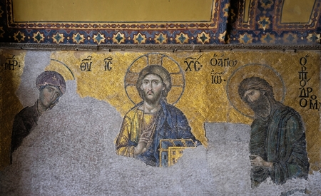 ISTANBUL, TURKEY - MAY 26 : Example of Christian art in Hagia Sophia Museum in Istanbul Turkey on May 26, 2018のeditorial素材