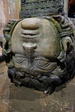 Medusa;s head in the Cistern in Istanbul Turkeyの写真素材