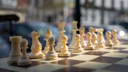 EAST GRINSTEAD,  WEST SUSSEX/UK - AUGUST 18 : Chess set outside a shop in East Grinstead West Sussex...