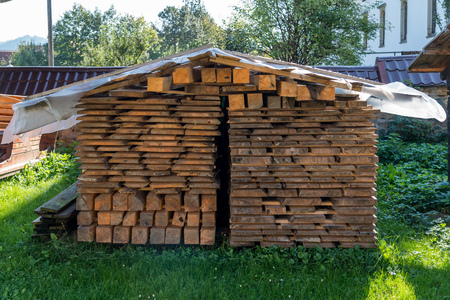 CAMPULUNG MOLDOVENESC, TRANSYLVANIA/ROMANIA - SEPTEMBER 18 : Wood stored at the Wooden Art Museum in Campulung Moldovenesc Transylvania Romania on September 18, 2018のeditorial素材