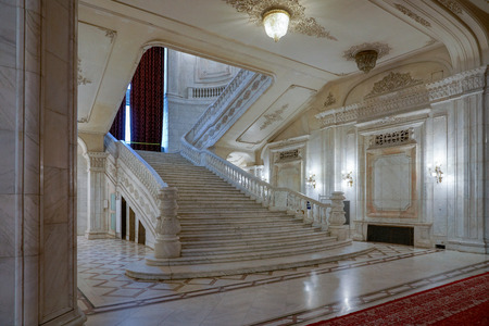BUCHAREST/ROMANIA - SEPTEMBER 21 : Interior view of the Palace of the People building in Bucharest Romania on September 21, 2018のeditorial素材