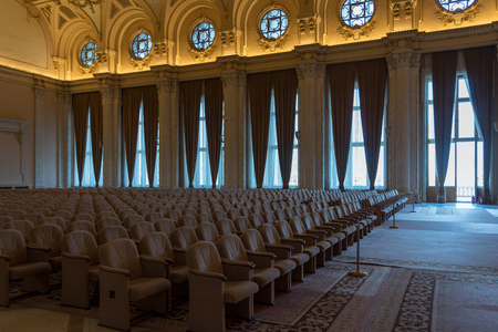 BUCHAREST/ROMANIA - SEPTEMBER 21 : Interior view of the Palace of the People building in Bucharest Romania on September 21, 2018のeditorial素材