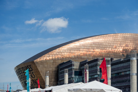 CARDIFF/UK - JULY 7 : Close up view of the Millennium Theatre in Cardiff on July 7, 2019のeditorial素材