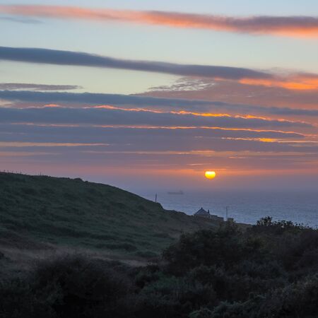 Dusk at St Brides Bay in Druidston Haven in Pembrokeshireの写真素材