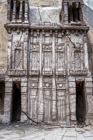 SAN PELLEGRINO, LOMBARDY/ITALY - OCTOBER 5 : Wood carving of the Casino in San Pellegrino Lombardy Italy on October 5, 2019のeditorial素材