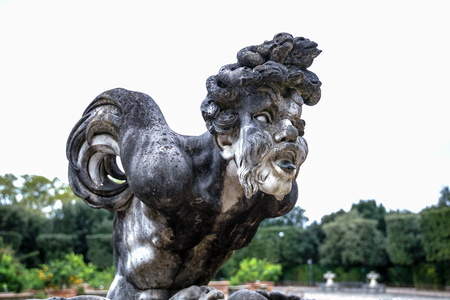 FLORENCE, TUSCANY/ITALY - OCTOBER 20 : Small pond with statues in Boboli gardens Florence on October 20, 2019のeditorial素材
