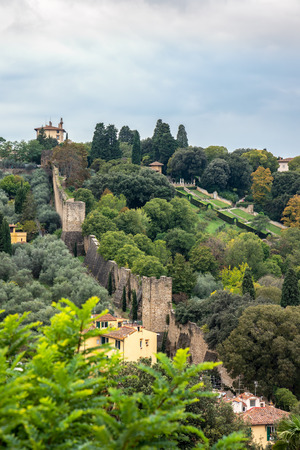 FLORENCE, TUSCANY/ITALY - OCTOBER 20 : View overlooking the old city wall of Florence on October 20, 2019のeditorial素材