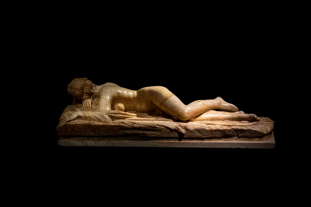 FLORENCE, TUSCANY/ITALY - OCTOBER 19 : Hermaphrodite Roman art 1st century BC sculpture in the Uffizi gallery in Florence on October 19, 2019のeditorial素材