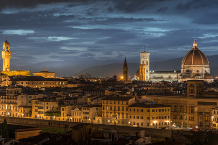 FLORENCE, TUSCANY/ITALY - OCTOBER 18 : View of Florence Cathedral at dusk in Florence on October 18, 2019のeditorial素材
