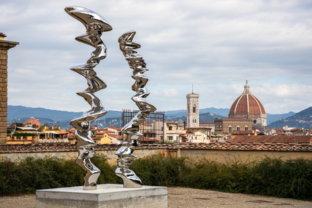 FLORENCE, TUSCANY/ITALY - OCTOBER 20 : Modern sculpture by Tony Cragg in Boboli Gardens Florence on October 20, 2019のeditorial素材