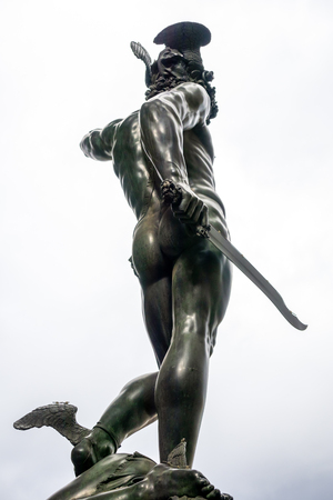 FLORENCE, TUSCANY/ITALY - OCTOBER 19 : Statue of Perseus holding the head of Medusa in Florence on October 19, 2019のeditorial素材