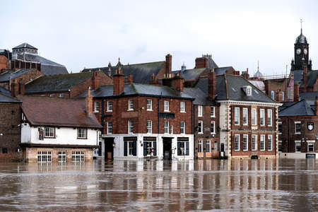 YORK, NORTH YORKSHIRE/UK - FEBRUARY 18 : Flooding in York North Yorkshire on February 18, 2020