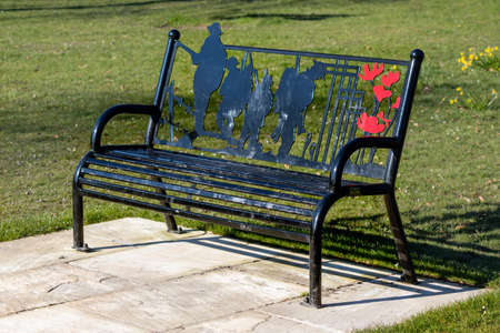 FELBRIDGE, SURREY/UK - MARCH 25 : A commemorative bench on the green at Felbridge in Surrey on March 25, 2020のeditorial素材